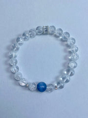 Handmade Blizzard White Quartz & Kyanite Bracelet: Natural Elegance in Every Bead