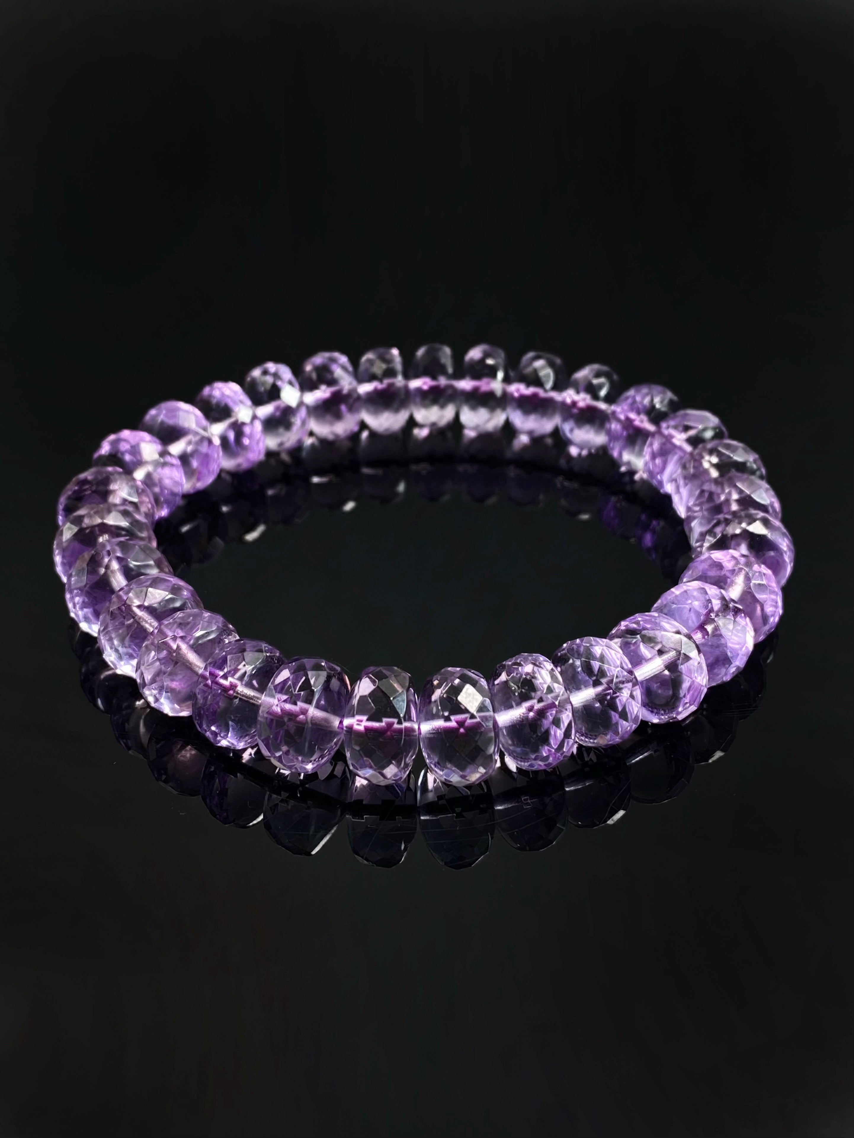 Handmade Rhombus - Cut Brazilian Amethyst Bracelet: Exquisite Crystal Elegance