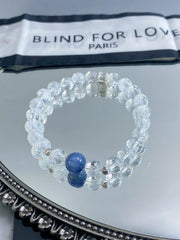Handmade Blizzard White Quartz & Kyanite Bracelet: Natural Elegance in Every Bead