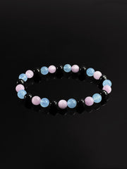 Handmade Multigemstone Bracelet: Brazilian Aquamarine, Pakistani Kunzite, and Mexican Obsidian